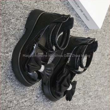 Sandale de prințesă pentru fete — funda, talpă moale antiderapantă, vârf rotund, închidere cu fermoar pe spate, pentru vârsta 7–12 ani