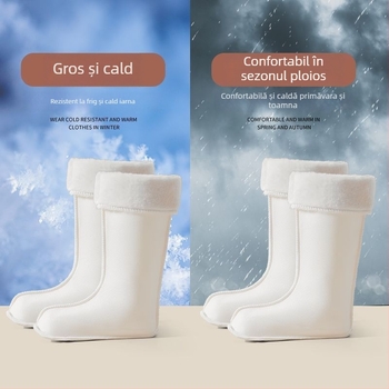 Cizme de ploaie unisex din PVC, înălțime peste gleznă, cu căptușeală groasă, toc mediu 3-5 cm