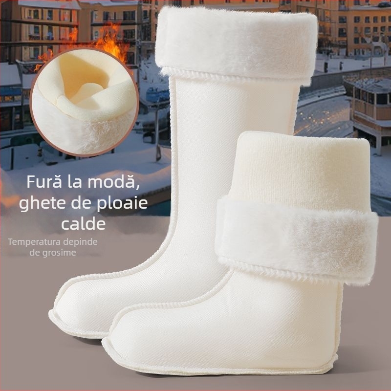 Cizme de ploaie unisex din PVC, înălțime peste gleznă, cu căptușeală groasă, toc mediu 3-5 cm