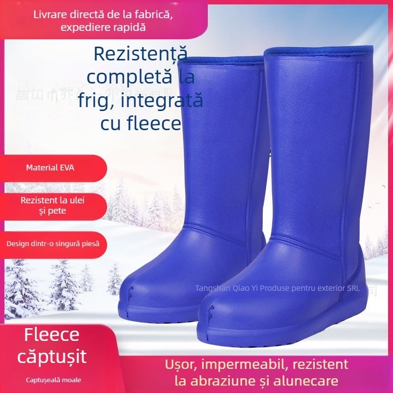 Cizme de ploaie pentru femei din EVA, gambă înaltă, toc plat, potrivite pentru toamnă-iarnă