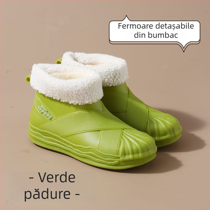 Ghete de ploaie pentru femei, partea superioară din PVC, design cu tub scurt, pentru adulți