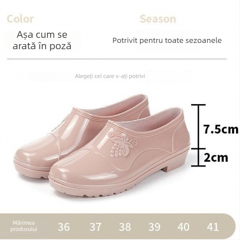 Cizme de ploaie pentru femei, înălțime peste gleznă, partea superioară din bumbac gros, impermeabile