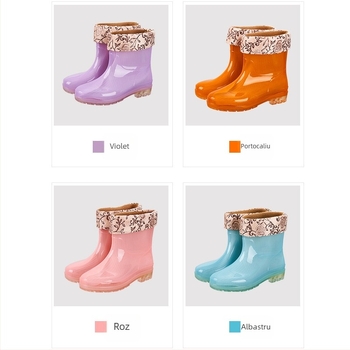 Cizme scurte de ploaie pentru femei, impermeabile, antiderapante, rezistente la uzură, partea superioară din PVC, toc mic 1-3 cm