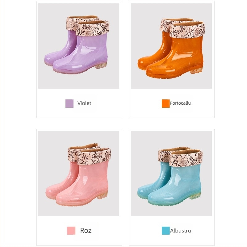 Cizme scurte de ploaie pentru femei, impermeabile, antiderapante, rezistente la uzură, partea superioară din PVC, toc mic 1-3 cm