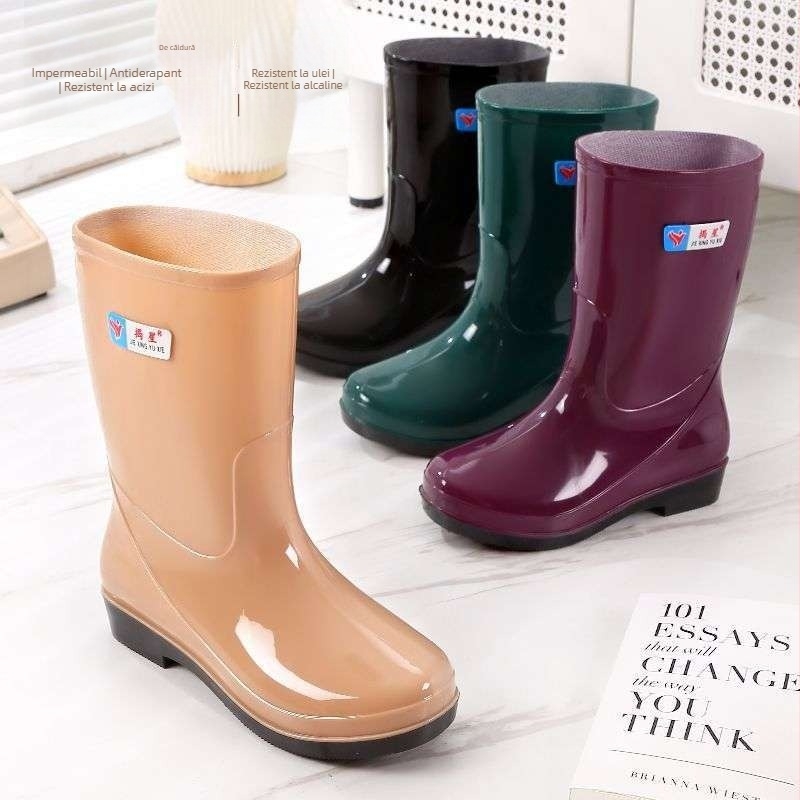 Cizme de ploaie pentru femei din PVC, înalte, impermeabile, antiderapante, toamnă-iarnă