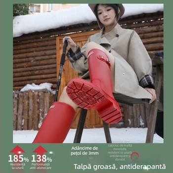 Cizme de ploaie pentru femei, înalte, talpă groasă, exterior PVC, impermeabile, antiderapante