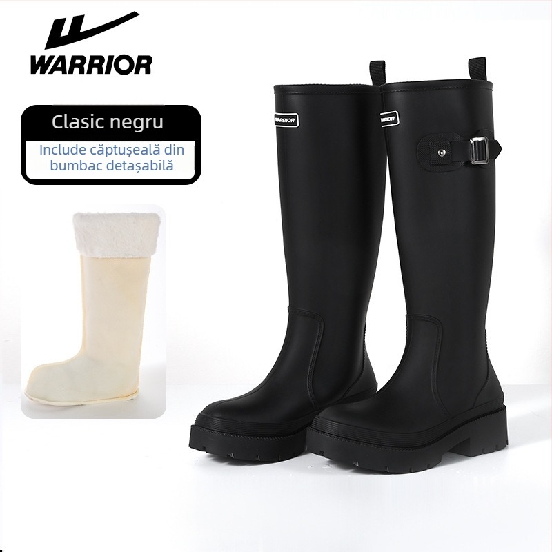 Cizme de ploaie pentru femei, înalte, talpă groasă, exterior PVC, impermeabile, antiderapante