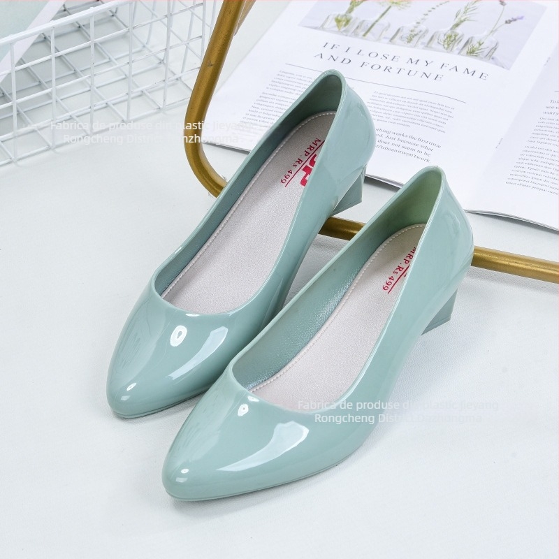 Cizme de ploaie pentru femei, PVC exterior, înălțime peste genunchi, toc mic 1–3 cm, potrivite pentru toate anotimpurile