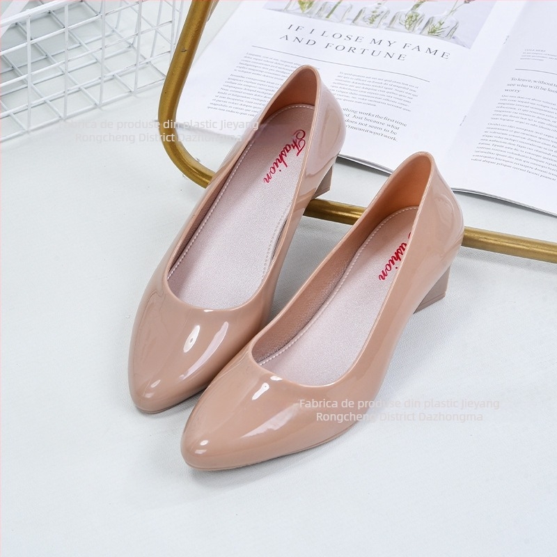 Cizme de ploaie pentru femei, PVC exterior, înălțime peste genunchi, toc mic 1–3 cm, potrivite pentru toate anotimpurile