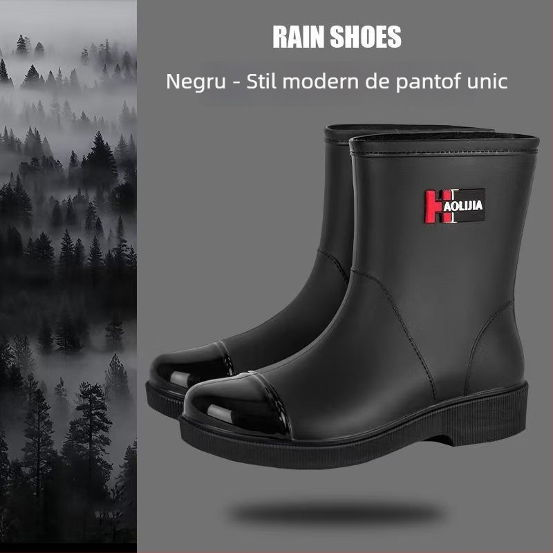 Ghete de ploaie pentru femei din EVA, partea superioară EVA, înălțimea medie a tibiei, talpă din cauciuc antiderapant, toc plat, turnate dintr-o singură piesă, pentru purtare zilnică în exterior