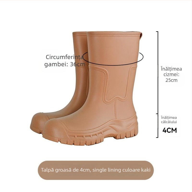 Cizme de ploaie din PVC pentru femei, impermeabile, gambă joasă, pull-on, funcțional outdoor