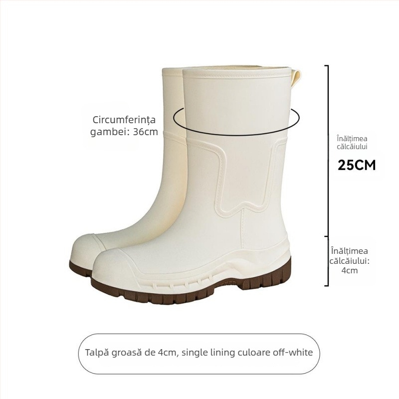 Cizme de ploaie din PVC pentru femei, impermeabile, gambă joasă, pull-on, funcțional outdoor