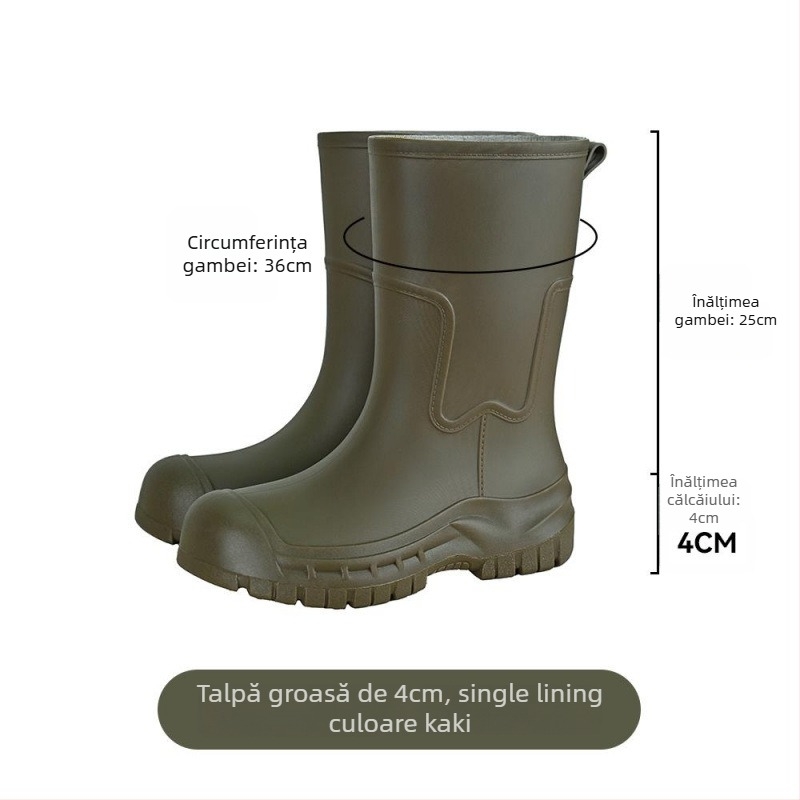 Cizme de ploaie din PVC pentru femei, impermeabile, gambă joasă, pull-on, funcțional outdoor