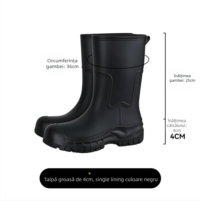 Cizme de ploaie din PVC pentru femei, impermeabile, gambă joasă, pull-on, funcțional outdoor