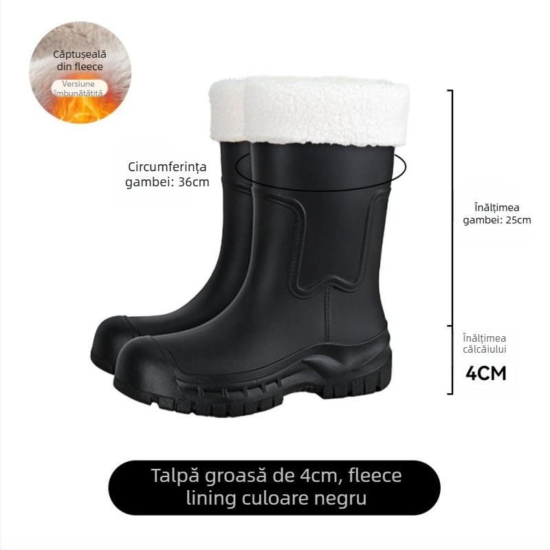 Cizme de ploaie din PVC pentru femei, impermeabile, gambă joasă, pull-on, funcțional outdoor