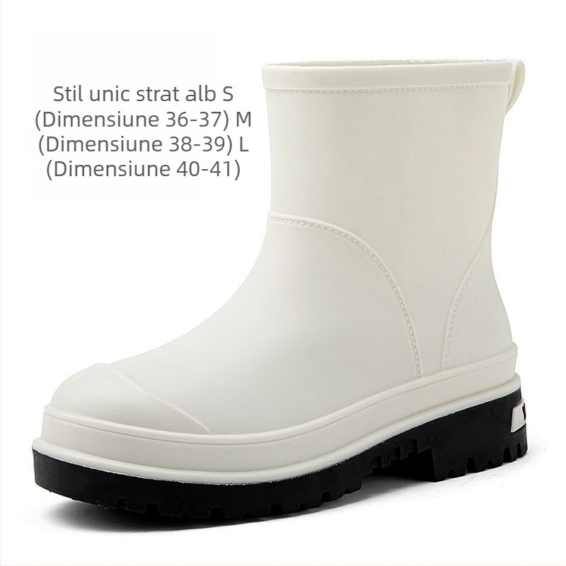 Ghete de ploaie pentru femei din PVC, cu înălțime medie, impermeabile, antiderapante, căptușite cu fleece