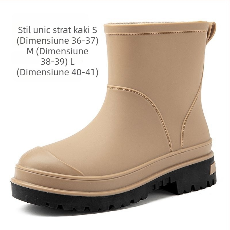 Ghete de ploaie pentru femei din PVC, cu înălțime medie, impermeabile, antiderapante, căptușite cu fleece