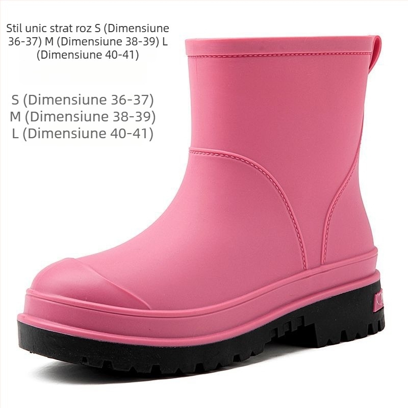 Ghete de ploaie pentru femei din PVC, cu înălțime medie, impermeabile, antiderapante, căptușite cu fleece