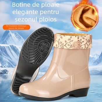 Cizme de ploaie pentru femei din PVC, până la mijlocul gambei, impermeabile, antiderapare, rezistente la uzură