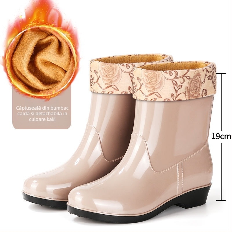 Cizme de ploaie pentru femei din PVC, până la mijlocul gambei, impermeabile, antiderapare, rezistente la uzură