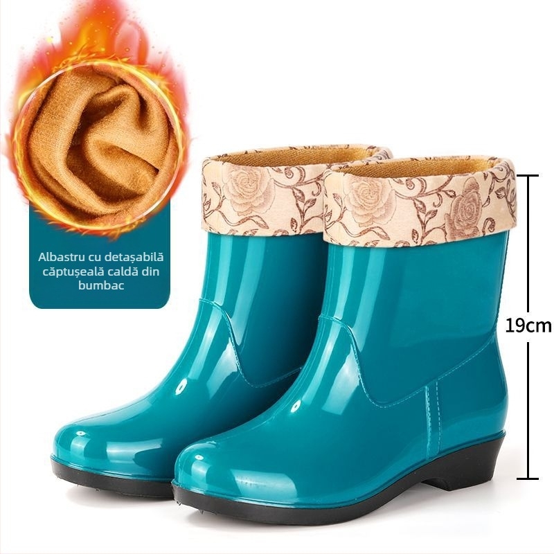 Cizme de ploaie pentru femei din PVC, până la mijlocul gambei, impermeabile, antiderapare, rezistente la uzură