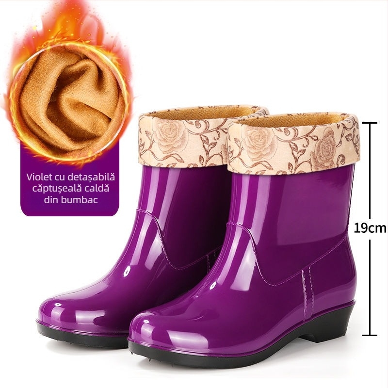 Cizme de ploaie pentru femei din PVC, până la mijlocul gambei, impermeabile, antiderapare, rezistente la uzură