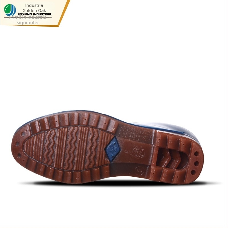 Golden Oak Cizme de ploaie din PVC pentru femei, înălțime medie, antiderapante, impermeabile, toc plat