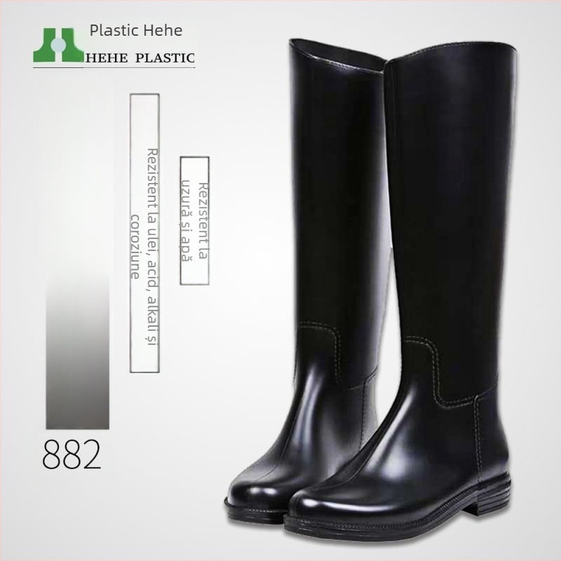 Ghete de ploaie din PVC pentru femei, înalte, talpă antiderapantă groasă, impermeabile, slip-on, toc mic 1–3 cm