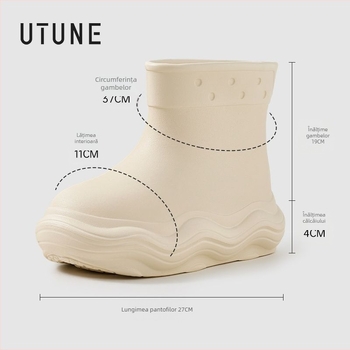 Cizme de ploaie pentru femei, impermeabile pentru toate anotimpurile, partea superioară EVA, gambă medie, talpă moale antiderapantă EVA, toc 3–5 cm