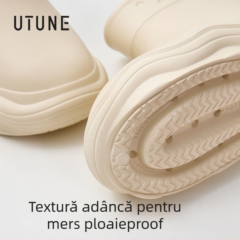 Cizme de ploaie pentru femei, impermeabile pentru toate anotimpurile, partea superioară EVA, gambă medie, talpă moale antiderapantă EVA, toc 3–5 cm