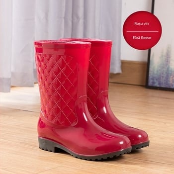 You dexuan Cizme de ploaie din PVC pentru femei - înălțime medie a gambelor, toc plat, culoare solidă, pentru toate anotimpurile