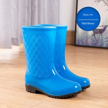 You dexuan Cizme de ploaie din PVC pentru femei - înălțime medie a gambelor, toc plat, culoare solidă, pentru toate anotimpurile