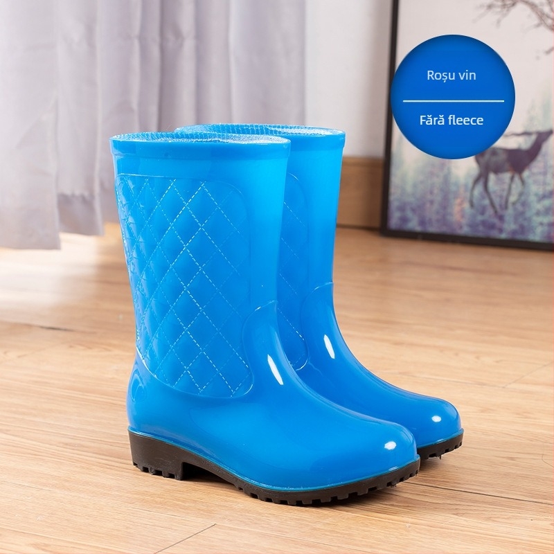 You dexuan Cizme de ploaie din PVC pentru femei - înălțime medie a gambelor, toc plat, culoare solidă, pentru toate anotimpurile