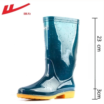 Back Force Cizme de ploaie pentru femei, impermeabile, antiderapante, partea superioară din PVC, tibie înaltă, construcție groasă