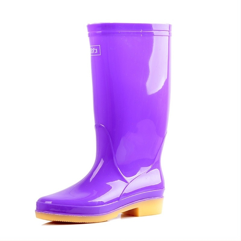 Back Force Cizme de ploaie pentru femei, impermeabile, antiderapante, partea superioară din PVC, tibie înaltă, construcție groasă