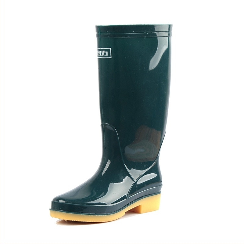 Back Force Cizme de ploaie pentru femei, impermeabile, antiderapante, partea superioară din PVC, tibie înaltă, construcție groasă