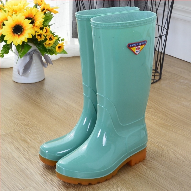 Cizme de ploaie pentru femei din PVC, impermeabile, anti-alunecare, înalte, căptușite cu bumbac, toc mic 1–3 cm, pentru toate anotimpurile
