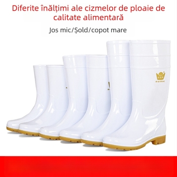 Cizme de ploaie din PVC pentru femei, talpă din tendon de vițel – impermeabile, rezistente la acizi/alcalii, antiderapante, înalte