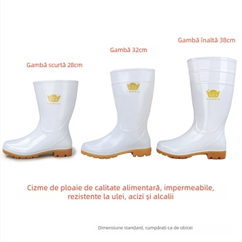 Cizme de ploaie din PVC pentru femei, talpă din tendon de vițel – impermeabile, rezistente la acizi/alcalii, antiderapante, înalte