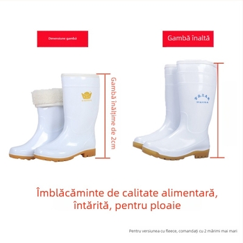 Cizme de ploaie din PVC pentru femei, talpă din tendon de vițel – impermeabile, rezistente la acizi/alcalii, antiderapante, înalte
