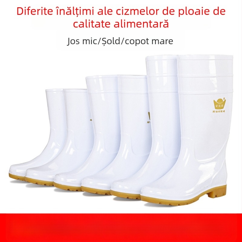 Cizme de ploaie din PVC pentru femei, talpă din tendon de vițel – impermeabile, rezistente la acizi/alcalii, antiderapante, înalte