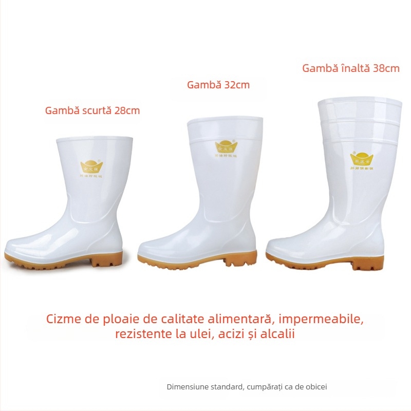 Cizme de ploaie din PVC pentru femei, talpă din tendon de vițel – impermeabile, rezistente la acizi/alcalii, antiderapante, înalte