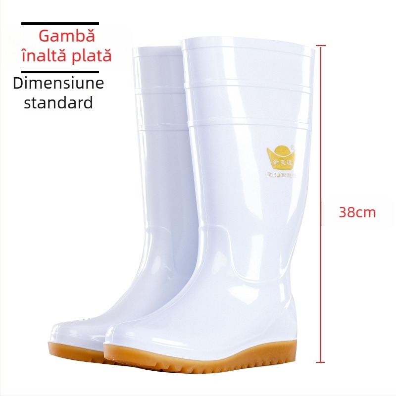 Cizme de ploaie din PVC pentru femei, talpă din tendon de vițel – impermeabile, rezistente la acizi/alcalii, antiderapante, înalte