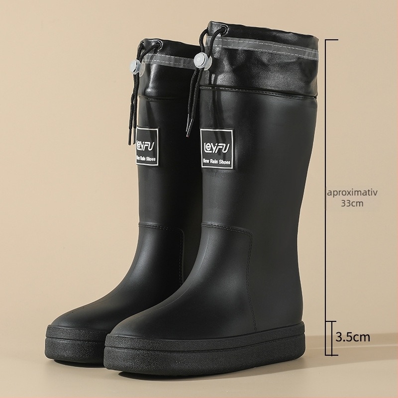 Cizme de ploaie pentru femei, până la mijlocul gambei, impermeabile, căptușite cu fleece, talpă antiderapantă, toc mediu 3-5 cm