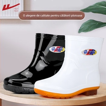 Ghete de ploaie unisex, joase, cu partea superioară din plastic, talpă antiderapantă, încălțăre ușoară, toc mic 1-3 cm, pentru toate anotimpurile