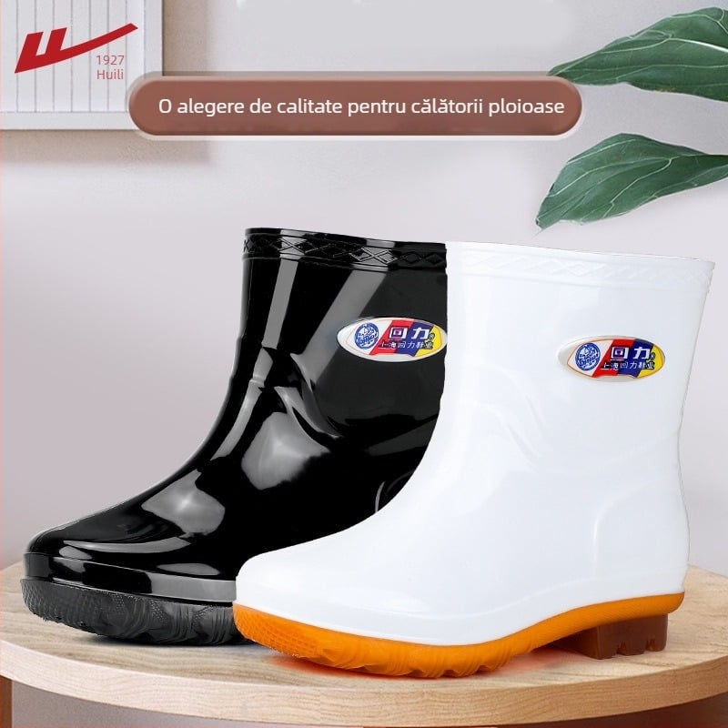Ghete de ploaie unisex, joase, cu partea superioară din plastic, talpă antiderapantă, încălțăre ușoară, toc mic 1-3 cm, pentru toate anotimpurile