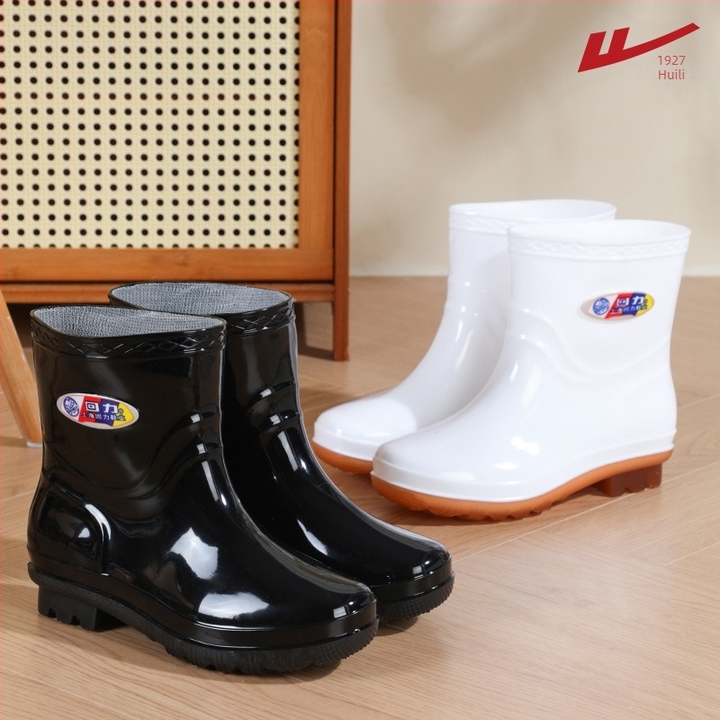 Ghete de ploaie unisex, joase, cu partea superioară din plastic, talpă antiderapantă, încălțăre ușoară, toc mic 1-3 cm, pentru toate anotimpurile