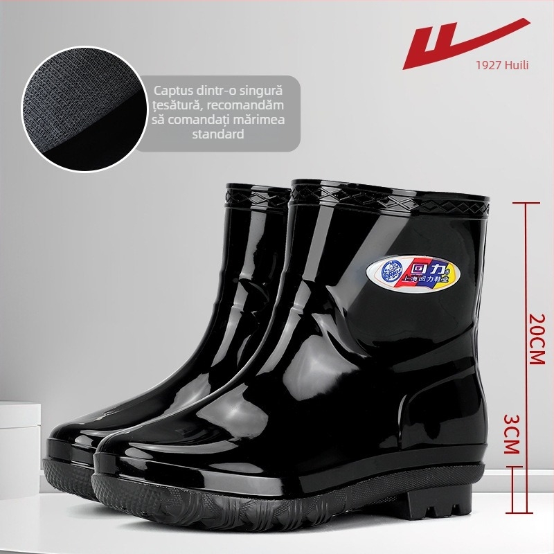 Ghete de ploaie unisex, joase, cu partea superioară din plastic, talpă antiderapantă, încălțăre ușoară, toc mic 1-3 cm, pentru toate anotimpurile