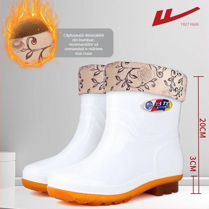 Ghete de ploaie unisex, joase, cu partea superioară din plastic, talpă antiderapantă, încălțăre ușoară, toc mic 1-3 cm, pentru toate anotimpurile