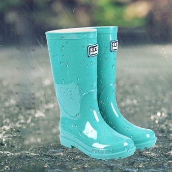 Goldmine Cizme de ploaie pentru femei, până la mijlocul gambei, partea superioară din PVC, îngroșate, antiderapante, rezistente la uzură pentru șantier